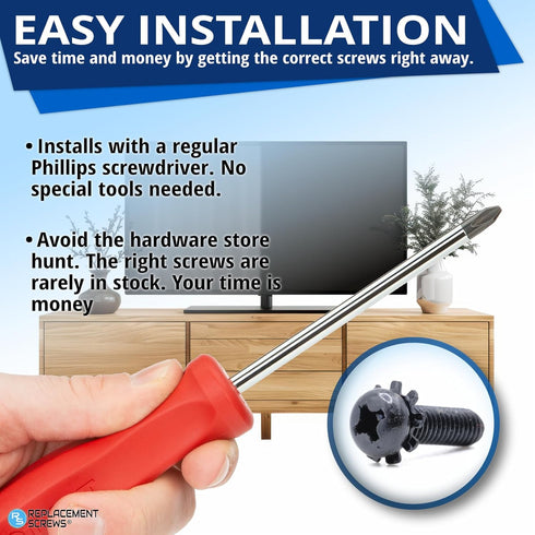 ReplacementScrews M4 14mm Set 4 Screws Compatible with Many LG TV Stands