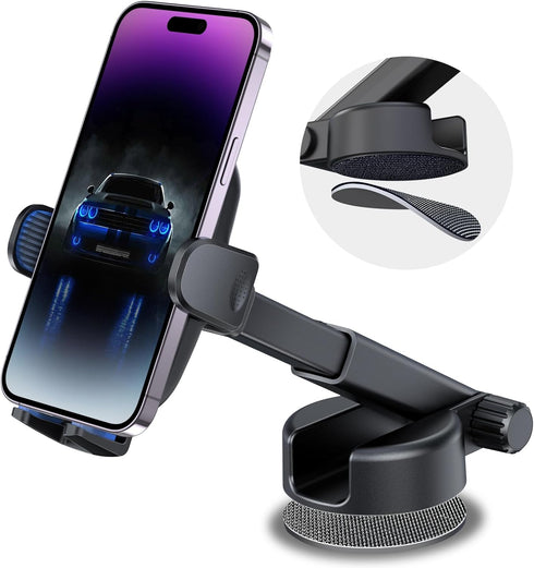 Reusable Velcro Phone Holder Car Mount, Universal Dashboard Windshield Phone Mount, 360° Rotation Compatible with iPhone