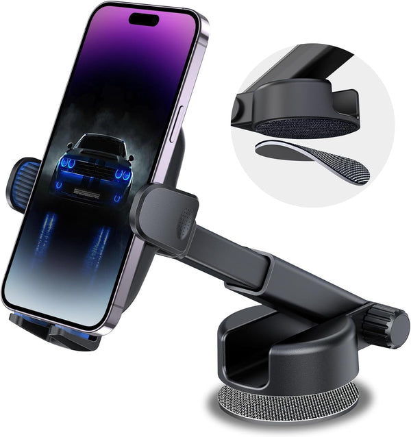 Reusable Velcro Phone Holder Car Mount, Universal Dashboard Windshield Phone Mount, 360° Rotation Compatible with iPhone