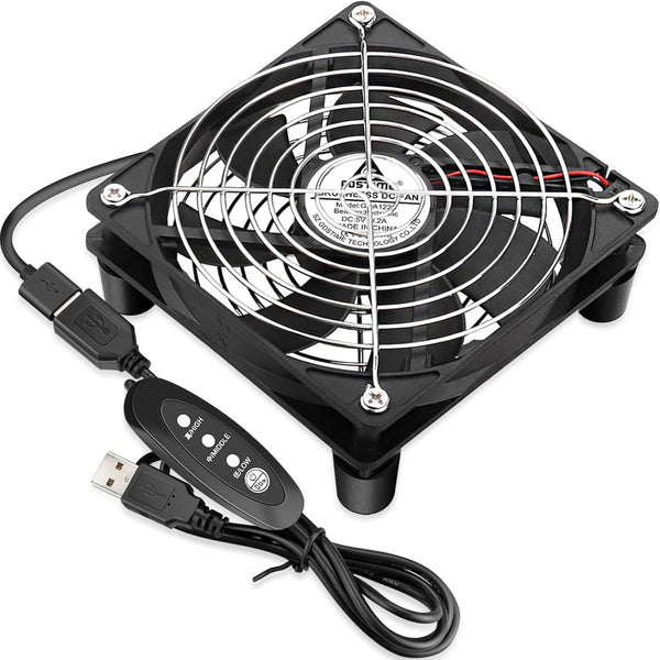 GDSTIME 120mm Router Fan Cooler with 3 Speed Control, DC 5V USB