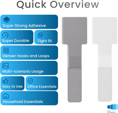 Hook and Loop Cable Ties - Self Adhesive Hook and Loop Straps, Sticky-back Cord Organizer, 40Pcs per Pack