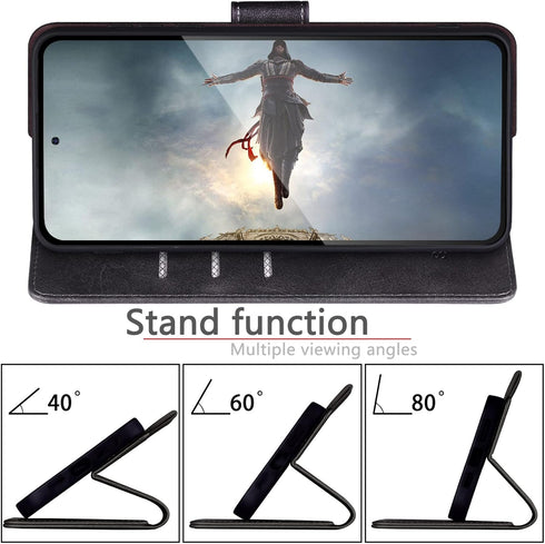 SUANPOT Samsung Galaxy S22 Ultra Wallet Case with RFID Blocking, Flip Folio Book Shockproof Cover for Women Men, Black