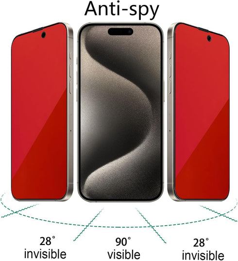 2 Pack Anti-Blue Privacy Tempered Glass for iPhone 15 Pro/iPhone 15 Anti-Spy Screen Protector Anti-Peeping Film Gradient Colorful 6.1 inch