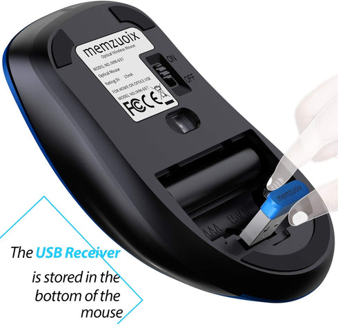 memzuoix 2.4G Portable Wireless Mouse, 1400 DPI Mobile Optical Cordless Mice with USB Receiver for Computer, Laptop,