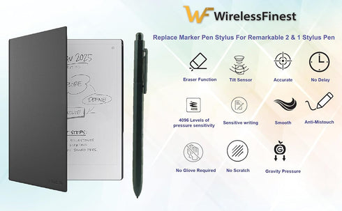 Stylus Digitizer Pen with Nib Replacement - Marker Remarkable 1 & 2 Stylus Tablet Pen, Erase Function, Tilt Sensitive