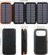 CONXWAN Solar Charger Power Bank, 27000mAh USB C Solar Phone Charger with 3 USB Outputs