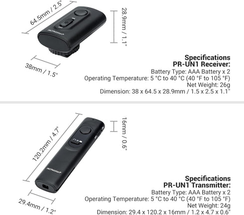 PROfezzion Wireless Shutter Release Remote Control for Fuji Fujifilm X-H2S X-T5 X-T4 X-T3 Cameras