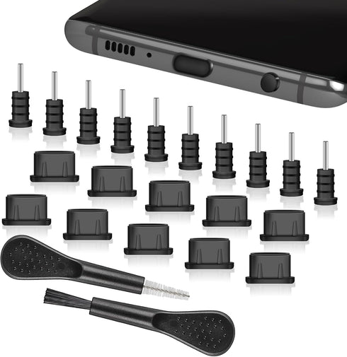 Silicone USB C Dust Plug Cover with Cleaning Kit for iPhone 15 Series, Samsung Galaxy S23/S22/S21/S20, Note 20/10 and