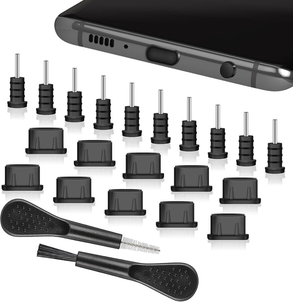Silicone USB C Dust Plug Cover with Cleaning Kit for iPhone 15 Series, Samsung Galaxy S23/S22/S21/S20, Note 20/10 and