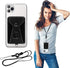 Cell Phone Card Holder, Adhesive Stick-on Credit Card Wallet Pocket with Detachable Neck Strap - Black