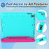 LTROP Kids Case for iPad 9th/8th/7th Generation - Turquoise and Rose Handle Stand Case for 10.2 iPad