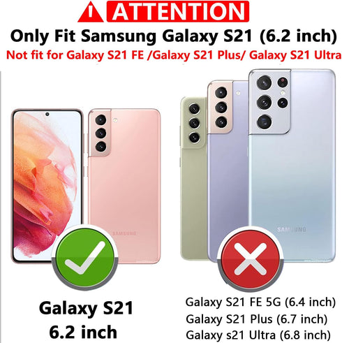 Galaxy S21 Case with Screen Protector, Built-in 360° Rotation Ring Holder Magnetic Kickstand, Soft TPU Shockproof