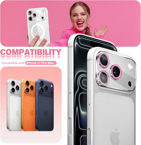 NECARSIN 3 Pack 17 9 for iPhone Pro Max Camera Lens Protector,Bling Tempered Glass Hardness,Anti-Scratch High