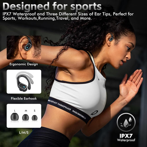 Wireless Earbuds Bluetooth Headphones, 80Hrs Playtime with IPX7 Waterproof Sports Earphones and Wireless Charging Case