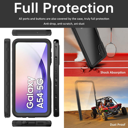Miimall Waterproof Case for Samsung Galaxy A54 5G, Built-in HD Clear Screen Protector, Full Shockproof Bumper