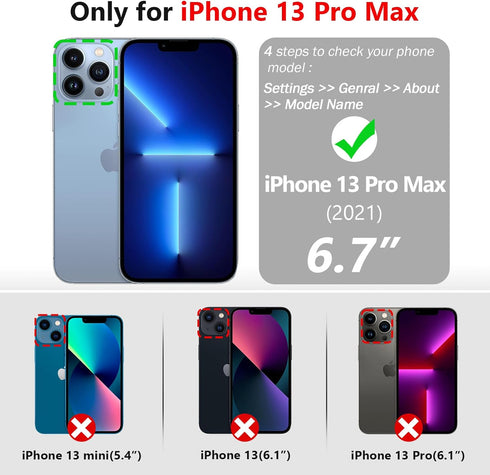 Varikke Detachable Wallet Case for iPhone 13 Pro Max with Card Holder, Fashion Glitter Leather Strap Magnetic Flip