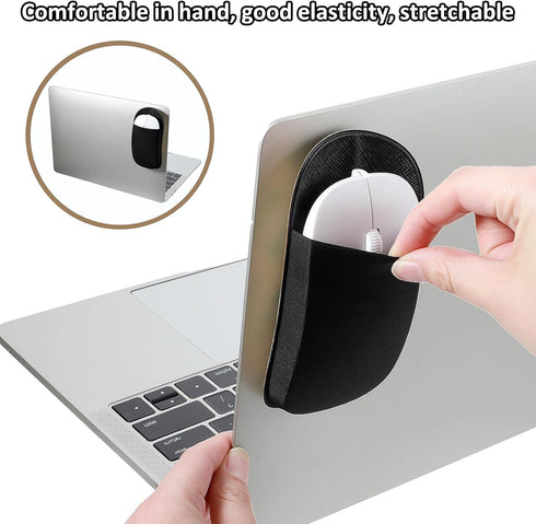 Aeaocvo Slim Mouse Holder for Laptop, Universal Stick-On Mouse Pouches with Reusable Adhesive Mouse Pocket, Mouse