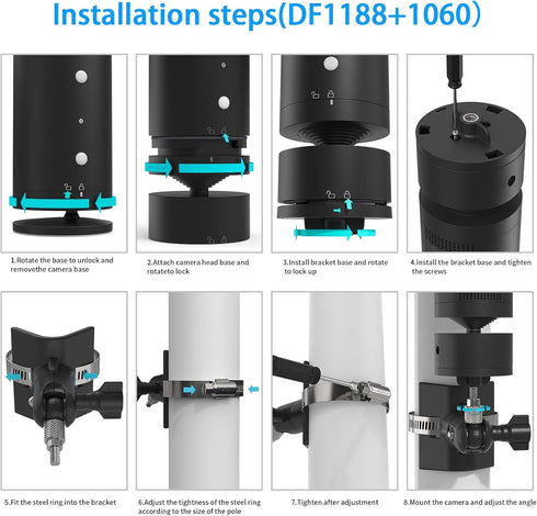Camera Mount Pipe Mounting Bracket - For Stick Up Cam/Pro/Battery with Pan-Tilt, Ring Indoor Camera, Spotlight Cam
