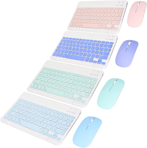 Wireless Keyboard and Mouse Combo, Rechargeable Bluetooth Ultra Slim Portable Set for Windows, Laptop, PC