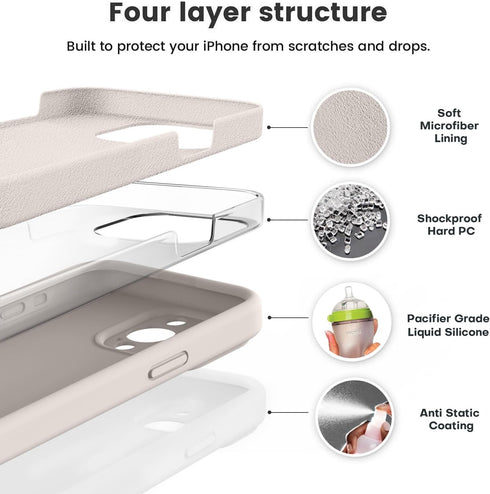 Vooii Compatible Case for iPhone 15 Pro Max, Premium Silicone with Camera Protection, Shockproof (Stone)