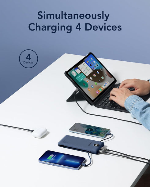 VEGER Portable Charger for iPhone with Built-in Cables and Wall Plug, 10000mAh Slim Fast Charging Power Bank