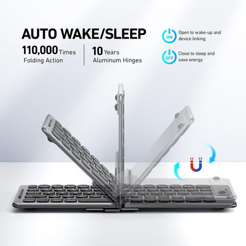 Foldable Bluetooth Keyboard with Stand Holder, Portable Wireless Keyboard for iOS, Android, Windows, Travel, B088