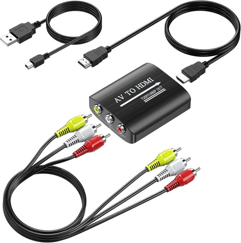 RCA to HDMI Converter, GINGIN 1080p/720p AV to HDMI Converter for TV, PC, and Game Consoles