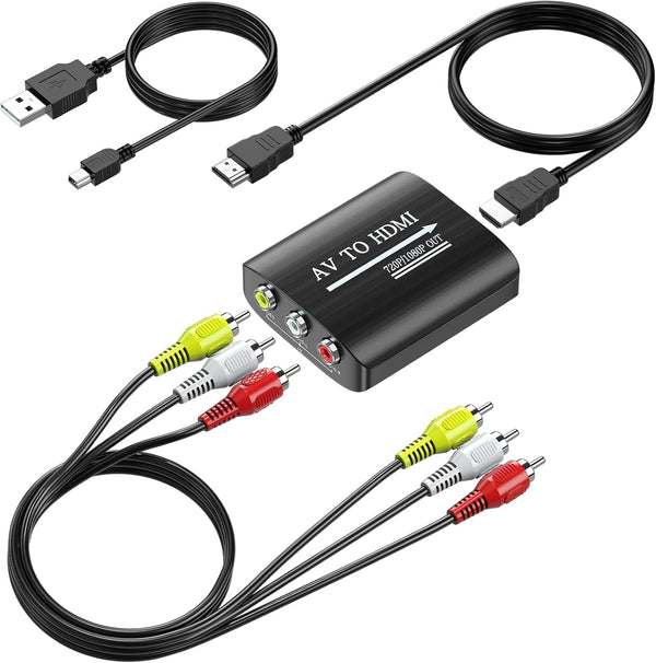 RCA to HDMI Converter, GINGIN 1080p/720p AV to HDMI Converter for TV, PC, and Game Consoles