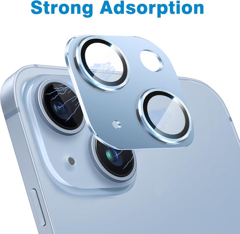 Camera Lens Protector for iPhone 14 and 14 Plus, Anti-Scratch Tempered Glass Full Protective Cover, Sierra Blue