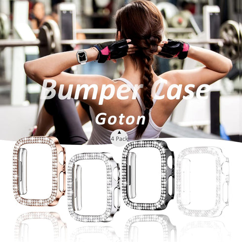Goton 4-Pack Bling Bumper for Apple Watch Series 3 2 1, 38mm Case, Women Glitter Diamond Protector Cover