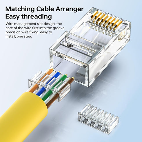 Cat6 RJ45 Connectors, Cat 6 2-Piece RJ45 Ends, UTP 8P8C Ethernet Connector Plug for Cat6 Cat5e Cable 100pcs