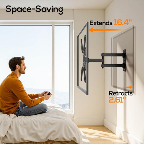 IWORKBOARD 43 50 55 inch 32-60" 77 lbs, 400x400mm, Full Motion Corner TV Wall Mount for Most TVs, Articulating Swivel