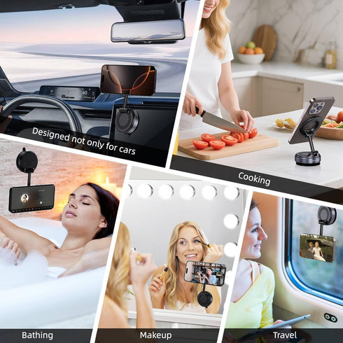 Jikasho 360 Vacuum Magnetic Car Phone Holder for Magsafe, Hands-Free Adjustable Suction Cup Phone Mount