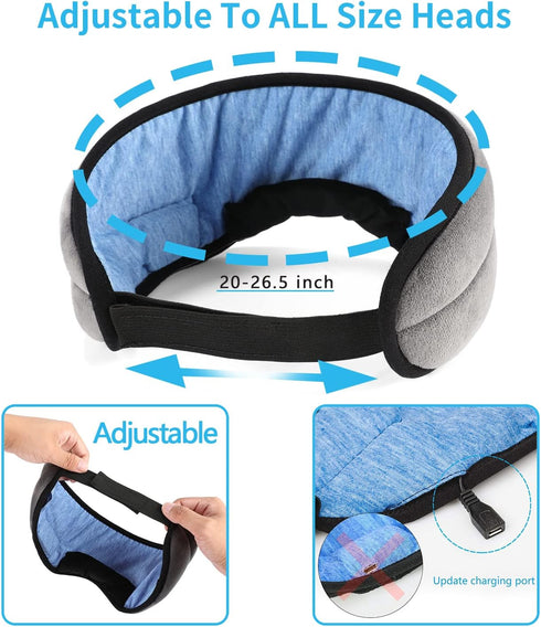 SKEYEOL Wireless Sleep Mask: Adjustable, Washable Headphones with Built-in Speakers & Microphone for Travel & Sleep -