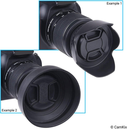 77mm Set of 2 Camera Lens Hoods and 1 Lens Cap, Rubber (Collapsible) + Tulip Flower for Enhanced Photography