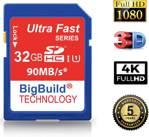 32GB Ultra Fast 90MB/s SD SDHC Memory Card for Canon EOS 1000D DSLR