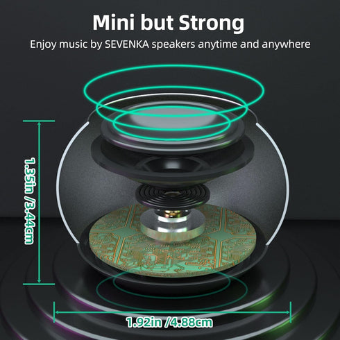 SEVENKA 2 Mini Speakers, 3W Portable Water Resistant Wireless Stereo Pairing, Rechargeable Metal Bluetooth Speakers