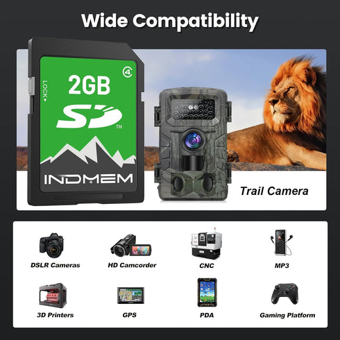 INDMEM 2GB 2 Pack 2GB 4 2G SD Card, Class Flash Memory Card SLC Standard Secure Digital Cards for Old Digital Camera