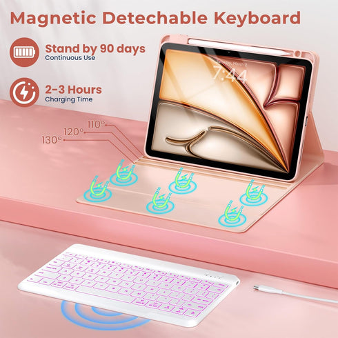 Keyboard Case for iPad Pro 11 Inch 2022, 10.9 Inch iPad Air 5th Gen, Bluetooth, Backlit Smart Folio
