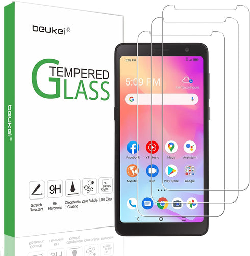 beukei 3 Pack Tempered Glass Screen Protector for Alcatel TCL A3 (A509DL) - 5.5" Touch Sensitive, Case Friendly, 9H