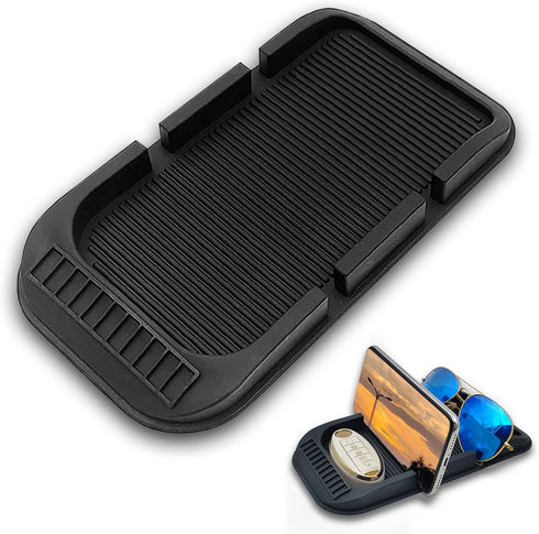 Car Dashboard Cell Phone Holder, Anti-Slip Pad with Double-Groove, Silicone Tray for Phone GPS Keychains Sunglasses Mat