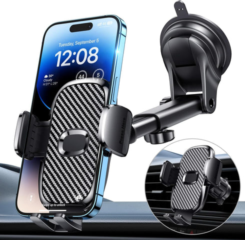 Military-Grade 360° Suction Cup Car Phone Holder, Universal Accessories for Air Vent, Dashboard, Windshield