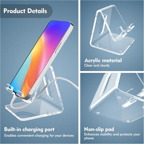 KBPNO 16 15 14 13, Acrylic Phone Stand, Portable Clear Cell Phone Stand, Compatible with Phone Android Smartphone, Pad