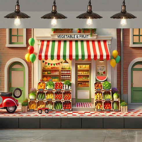 Generic 9 6feet) Vegetables Fruits Shop Backdrop Fresh Fruit Shelves Organic Food Vegetables Photography Background