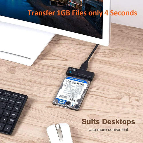 WEme USB 3.0 to SATA Converter Adapter for 2.5 3.5 Inch Hard Drive Disk SSD HDD, Power Adapter Included