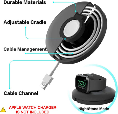 PZOZ Charger Stand for Apple Watch - Portable Dock Holder Organizer for iWatch Series Ultra 10 9 8 SE2 7 6 5 4 (Black)