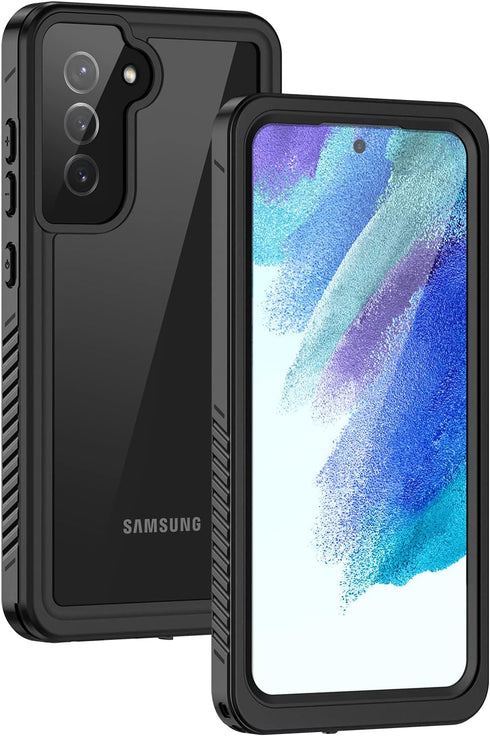 Lanhiem Black IP68 Waterproof Dustproof Case for Samsung Galaxy S21 FE 5G 6.4 Inch with Built-in Screen Protector