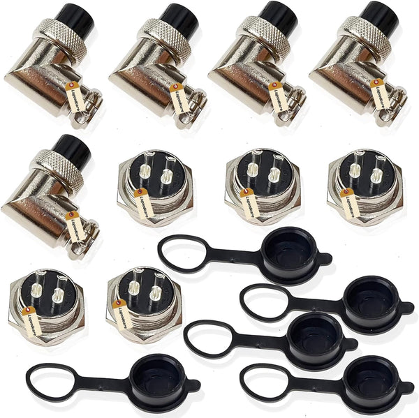 Lsgoodcare 5Pcs 90 Degree Elbow Aviation Plug Socket Female + 5Pcs 16MM Aviation Socket 4 din Male Plug