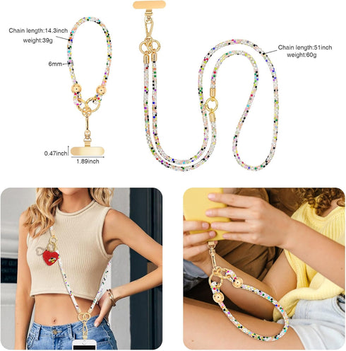 Layered Crystal Phone Crossbody & Wrist Lanyard - Anti-Theft Design for Women