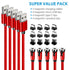 Terasako 5-Pack Magnetic Charging Cable (3/3/6/6/10FT) - 540° Rotating, LED Light, 90° Angle, Nylon-Braided (Red)